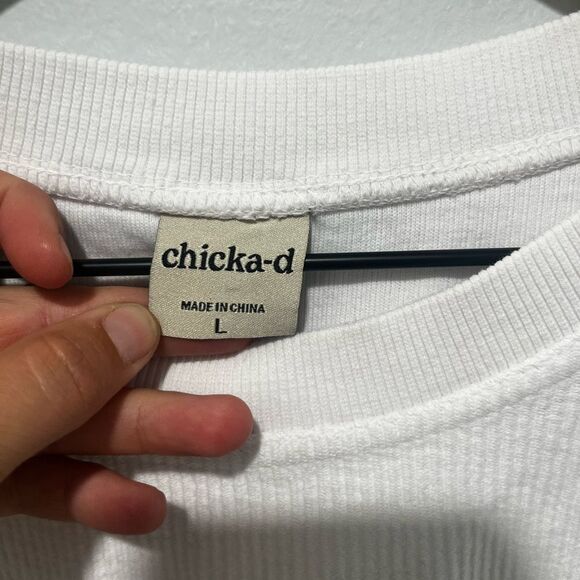 Indiana Hoosiers Chicka-d White Ribbed Crewneck Sweatshirt L - Picture 3 of 6